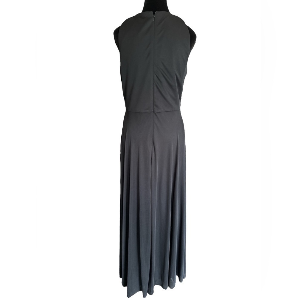 Jackie Jon NY Formal Beaded Dress Black Nude Chiffon A Line Sleeveless Size 8 - Picture 5 of 7